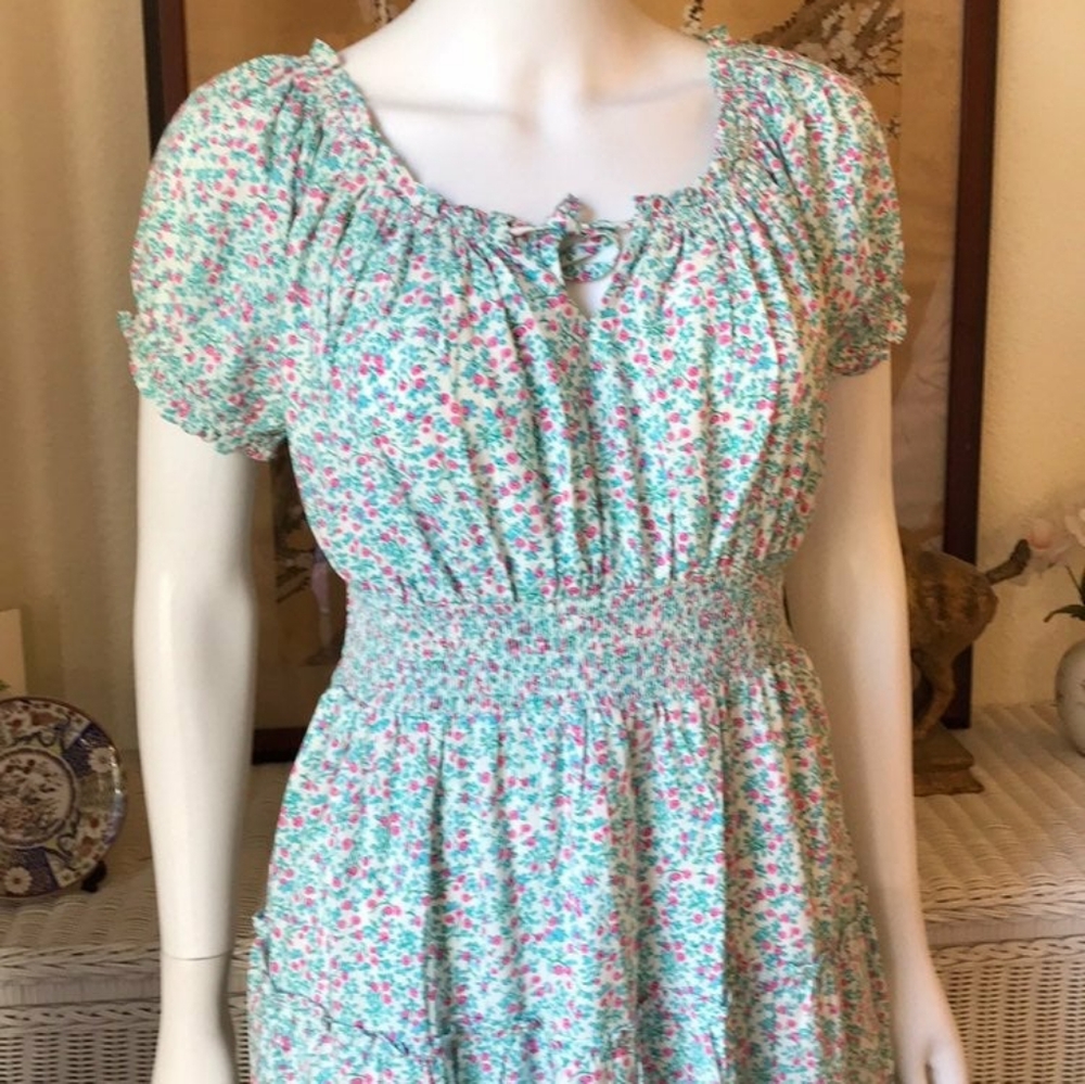 J. Crew Larkspur Tiered Floral Maxi Peasant Dress, Off Shoulder, Tall